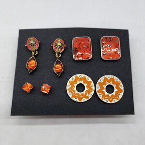 BFD-Orange Tones Earring 4 Pack